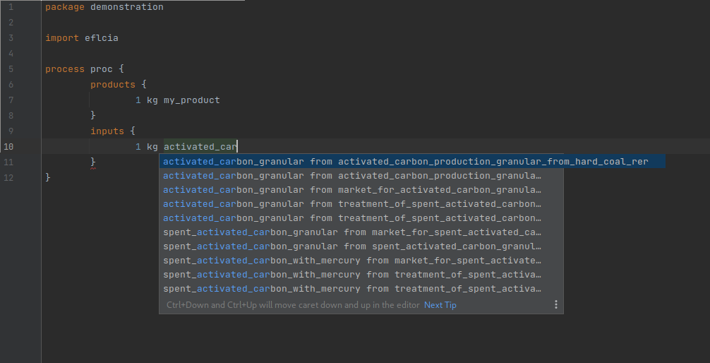An image showing the autocomplete of an imported library