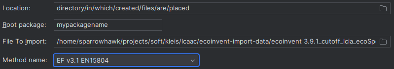 An image showing the EcoInvent LCIA import menu